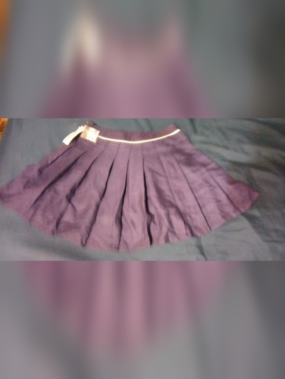 Forever 21 Purplish Blue Pleated Skater Skirt With Thin White Waist Trim/Size Sm